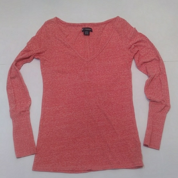 American Eagle Outfitters Women's Long Sleeve Pinkish Top White Size M cz106 - Picture 3 of 6
